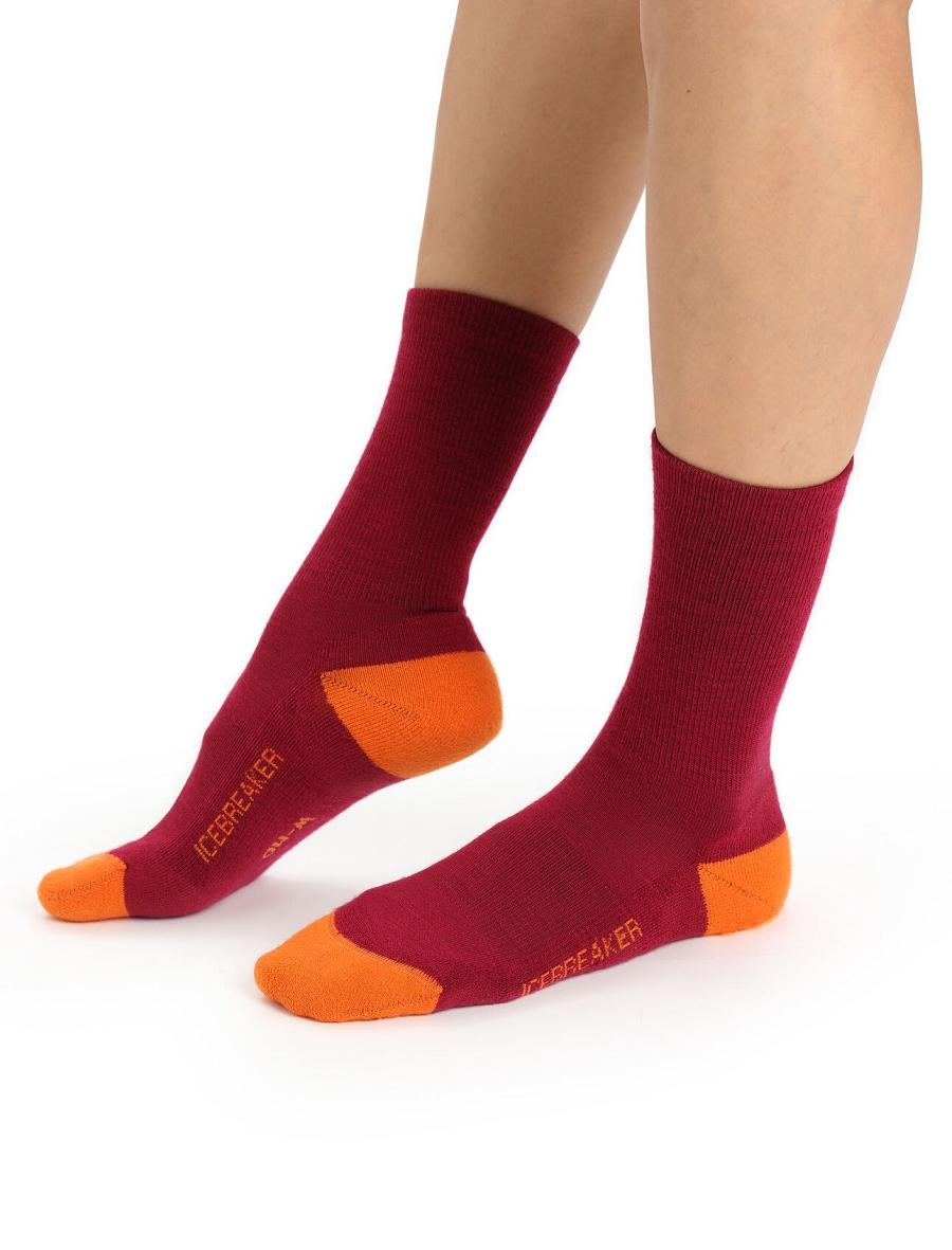 Cherry / Flash Women's Icebreaker Merino Lifestyle Light Crew Socks | USA 1417EBCX